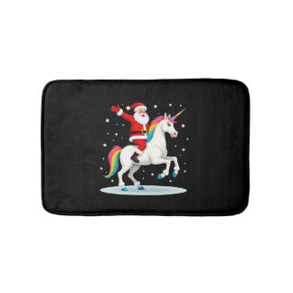 Christmas Santa Riding Unicorn Xmas Girls Women Ra Badematte
