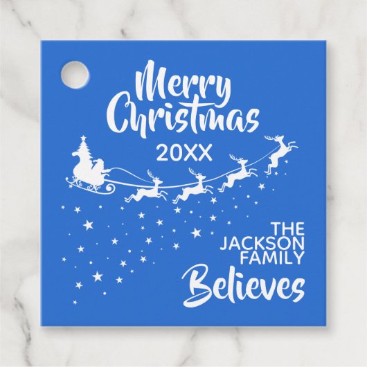 Christmas Santa’s sleigh reindeers holiday Geschenkanhänger (Vorderseite)