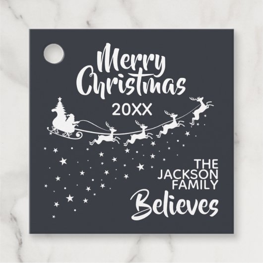 Christmas Santa’s sleigh reindeers holiday Geschenkanhänger (Vorderseite)