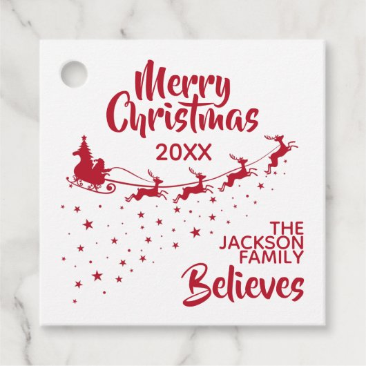 Christmas Santa’s sleigh reindeers holiday Geschenkanhänger (Vorderseite)