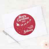 Christmas Santa’s sleigh reindeers holiday Runder Aufkleber (Umschlag)