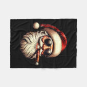 Christmas Santa Smoking Cigar With Sungl Cigar Smo Fleecedecke (Vorderseite (Horizontal))
