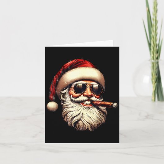 Christmas Santa Smoking Cigar With Sungl Cigar Smo Karte (Vorderseite)