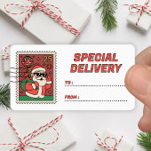 Christmas Santa Stamp Special Delivery Sticker Adressaufkleber