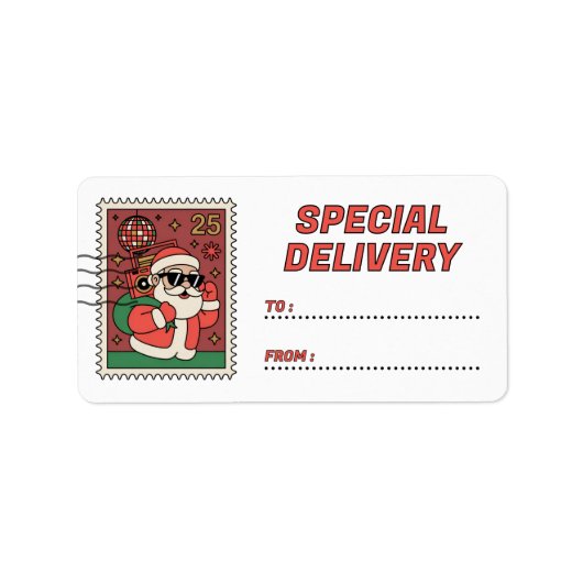 Christmas Santa Stamp Special Delivery Sticker Adressaufkleber (Vorne)