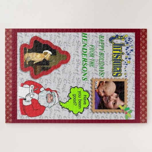 Christmas Santa & Tree Add Photos Large Puzzle (Horizontal)