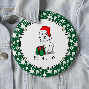 Christmas Santa West Highland White Terrier Westie Button
