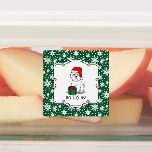 Christmas Santa West Highland White Terrier Westie Etiketten (Befestigt)