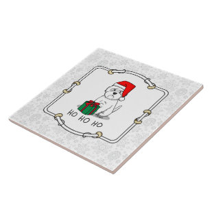 Christmas Santa West Highland White Terrier Westie Fliese