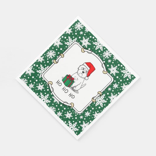 Christmas Santa West Highland White Terrier Westie Serviette (Ecke)