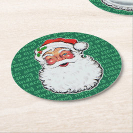 Christmas Santa Winks Cute Holiday Cute Pattern 6 Runder Pappuntersetzer