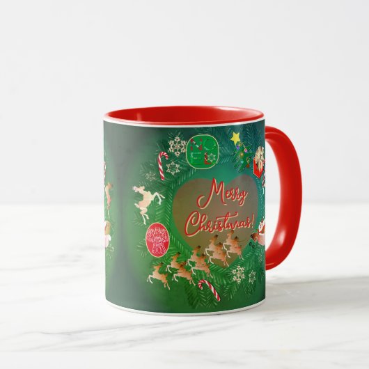 Christmas Santa Wreath Tasse (VorderseiteRechts)