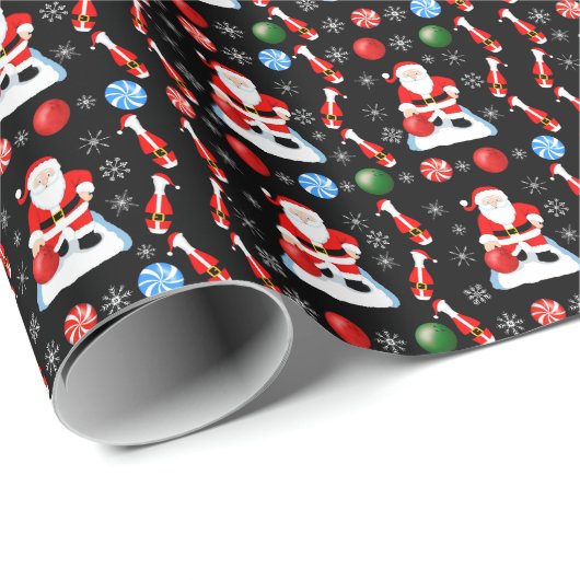 Christmas Santa's Bowling Pattern Geschenkpapier (Rolleneckpunkt)