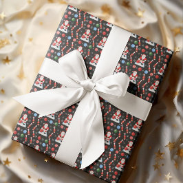 Christmas Santa's Bowling Pattern Geschenkpapier