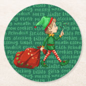 Christmas Santa's Elf Cute Holiday Cute Pattern 6 Runder Pappuntersetzer (Vorderseite)