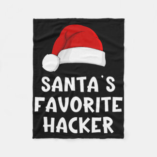 Christmas Santa's Favorite Hacker Funny Xmas Pajam Fleecedecke