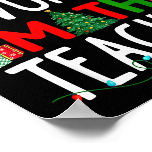 Christmas Santa's Favorite Math Teacher Mathematic Poster (Ecke)