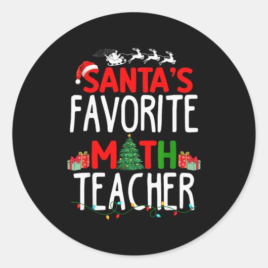 Christmas Santa's Favorite Math Teacher Mathematic Runder Aufkleber (Vorderseite)