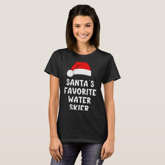 Christmas Santa's Favorite Water Skier Skiing Ski T-Shirt (Vorne ganz)