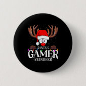 Christmas Santa's Gamer Reindeer Matching X-mas Button (Vorderseite)