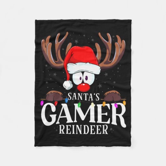 Christmas Santa's Gamer Reindeer Matching X-mas Fleecedecke (Vorderseite)
