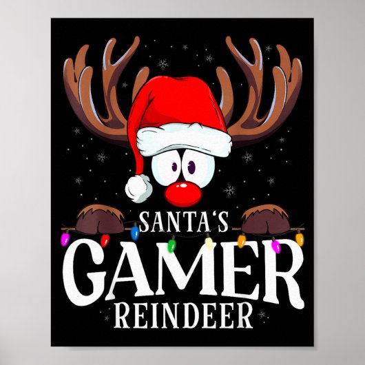 Christmas Santa's Gamer Reindeer Matching X-mas  Poster (Vorne)