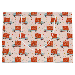 Christmas Santa's Mail Truck Illustration Gift Bag Große Geschenktüte