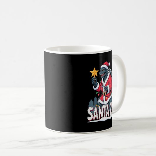 Christmas Santazilla Japanese Monster Dinosaur Boy Kaffeetasse (VorderseiteRechts)