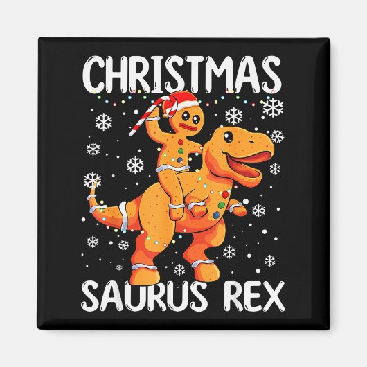 Christmas Saurus Rex Gingerbread Man Cookie Trex B Magnet (Vorne)