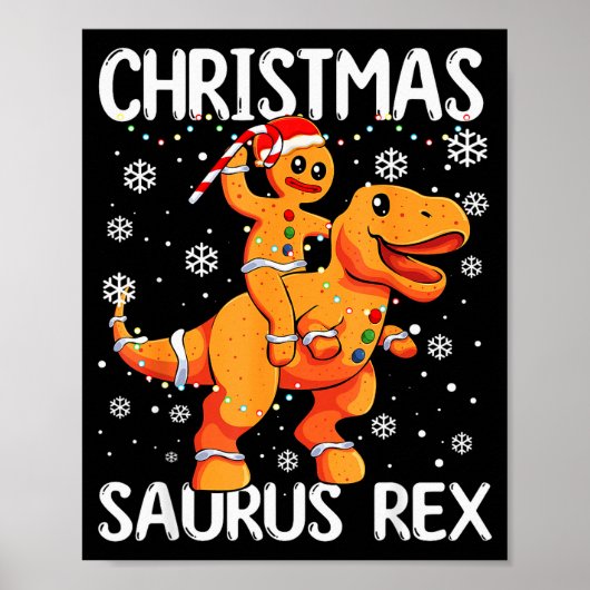 Christmas Saurus Rex Gingerbread Man Cookie Trex B Poster (Vorne)