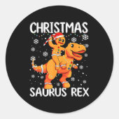 Christmas Saurus Rex Gingerbread Man Cookie Trex B Runder Aufkleber (Vorderseite)