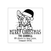 Christmas Savannah Cat Rücksendeadresse Gummistempel (Prägung)