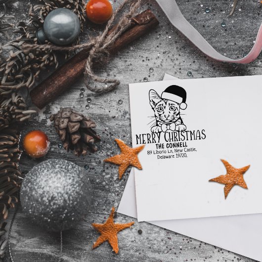 Christmas Savannah Cat Rücksendeadresse Gummistempel