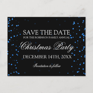 Christmas Save the Date Blue Confetti Dots Ankündigungspostkarte