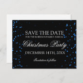 Christmas Save the Date Blue Confetti Dots Ankündigungspostkarte (Vorne/Hinten)