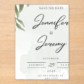 Christmas Save the Date Card Winter Wedding Pine Acryleinladungen (Vorderseite)