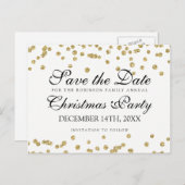 Christmas Save the Date Gold Glitzer Confetti Ankündigungspostkarte (Vorne/Hinten)