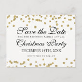 Christmas Save the Date Gold Glitzer Confetti Ankündigungspostkarte (Vorderseite)