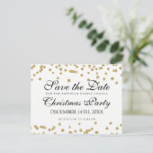 Christmas Save the Date Gold Glitzer Confetti Ankündigungspostkarte (Stehend Vorderseite)