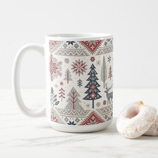 Christmas Scandinavian Geometric Minimalist Kaffeetasse (Mit Donut)