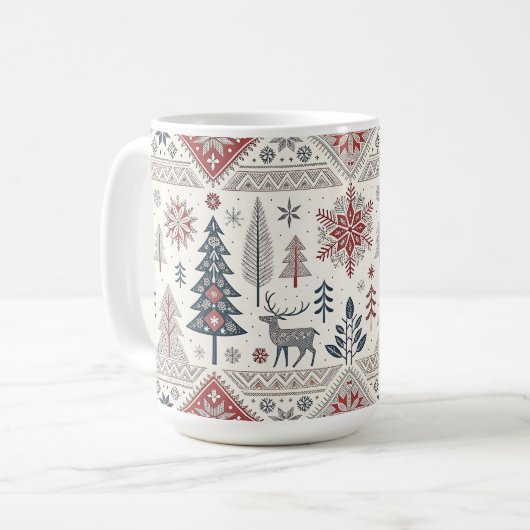 Christmas Scandinavian Geometric Minimalist Kaffeetasse (Vorderseite Links)