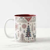 Christmas Scandinavian Geometric Minimalist Zweifarbige Tasse (Links)