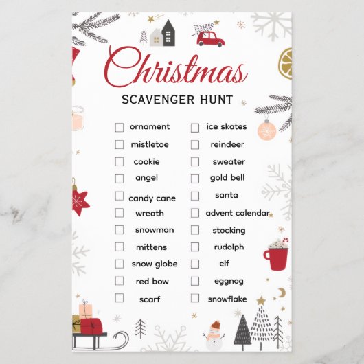 Christmas Scavenger Hunt Checklist Art Flyer (Vorne)
