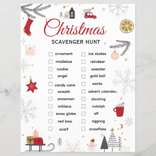 Christmas Scavenger Hunt Checklist Art Flyer (Vorne)