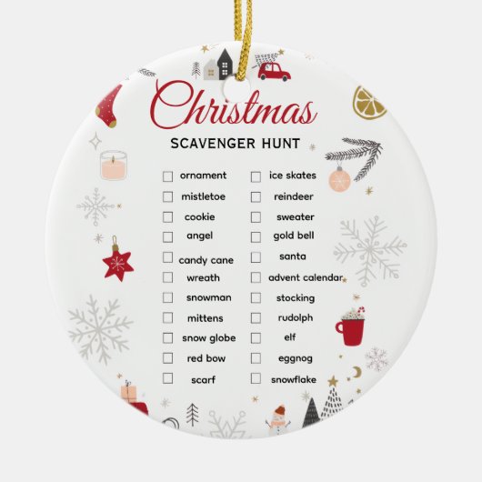 Christmas Scavenger Hunt Checklist Art Keramik Ornament (Vorne)