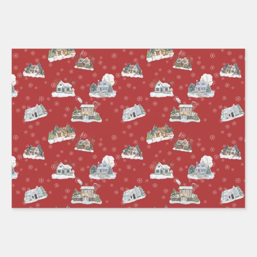 Christmas Scene Wrapping Paper Set Geschenkpapier Set (Vorderseite 3)