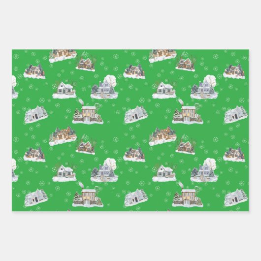 Christmas Scene Wrapping Paper Set Geschenkpapier Set (Vorderseite 2)