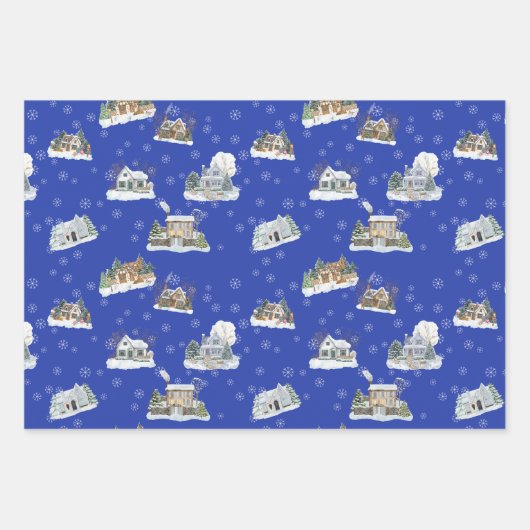 Christmas Scene Wrapping Paper Set Geschenkpapier Set (Vorderseite)