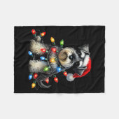 Christmas Schnauzer Dog Santa Hat Xmas Light Holid Fleecedecke (Vorderseite (Horizontal))