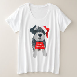 Christmas Schnauzer Dog Weihnachtsmannmütze T - Sh Große Größe T-Shirt